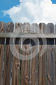 Wooden fence against sky