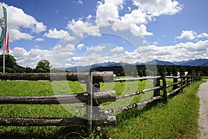 Wooden fence as demarcation to other land