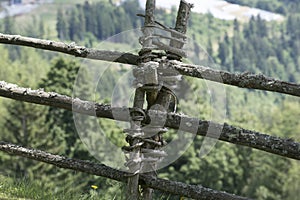 Wooden fence as demarcation to other land