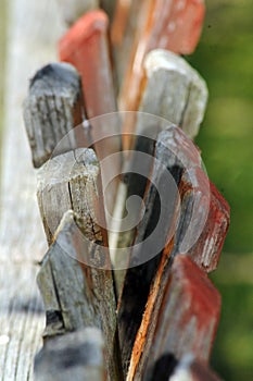 Wooden fence as demarcation to other land