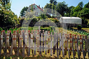 Wooden fence as demarcation to other land