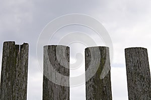 wooden fence on a blue sky background