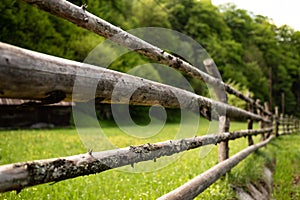 Wooden Fence Farm In Europe