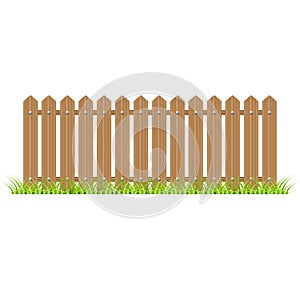 Wooden fence with grass