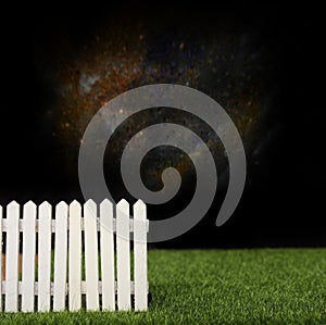 Wooden Fence With Grass and Moon