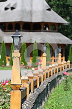 Wooden fence and house architecture