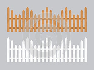 Wooden fence illustration. Farm wood wall yard, cartoon garden. Timber gate background pattern