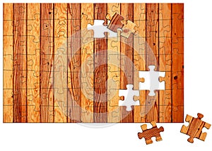 Wooden fence with missing puzzle elements