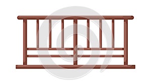 Wooden fence. Modern wood fencing, railing. Handrail for balcony and terrace exterior decor. Realistic rail barrier for