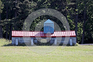 Wooden fence obstacle for an equestrian cross country event