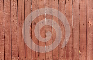 A wooden fence is painted with red paint as a background