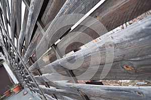 Wooden fence and patchworks, interesting viewpoint photo