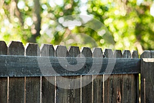 Wooden Fence with Green Bokeh