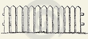 Wooden fence. Vector drawing