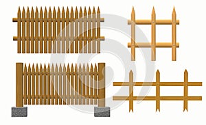 wooden fence The white background can be isolated for a scene illustration design and decoration