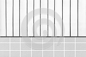 Wooden fence and white brick wall pattern and background seamless