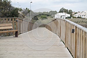 Wooden fenced walkway