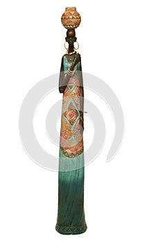 Wooden figure of the African woman isolated on whi