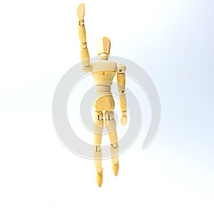 Wooden figure doll with jumping emotion for success business con