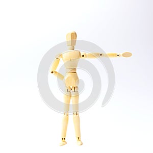 Wooden figure doll with looking emotion for success business con