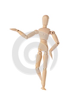 Wooden figure raising arm