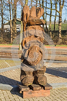 Wooden figure sculptured with a chain saw