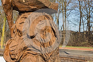 Wooden figure sculptured with a chain saw