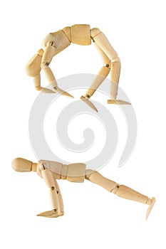 Wooden figure showing in jumping action