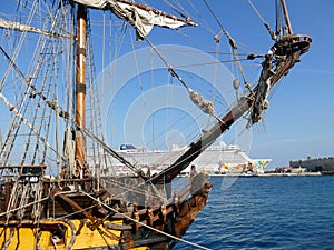 Wooden figurehead of tall ship frigate