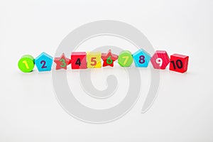 Wooden figures with numbers 1, 2, 3, 4 ... up to 10. Figures for children