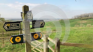 Wooden finger post or footpath sign for the Viking Way - Lincolnshire Wolds