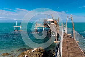 Wooden fish house on the beach