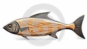 Wooden Fish Sculpture: Photorealistic Renderings Of A Carved Wood Fish