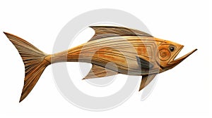 Wooden Fish Sculpture: Precisionist Maori Art With Photorealistic Renderings