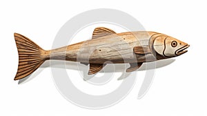 Sleek Carved Wood Fish: Naturalistic Portraiture In Digital Illustration photo