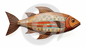 Decorative Wood Mounted Fish In The Style Of Jack Levine photo