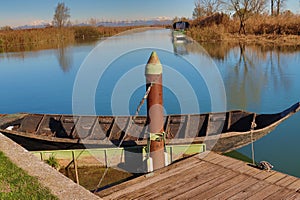 wooden fisherman\'s boat for lagoon-