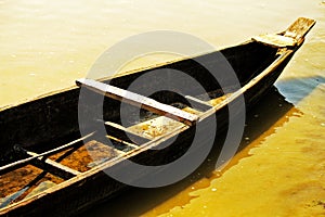 A wooden fishing boat nose at Brahmaputra Rive Assam India