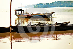 A wooden fishing boat nose at Brahmaputra Rive Assam India