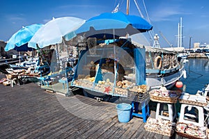 Wooden fishing boats in Greece