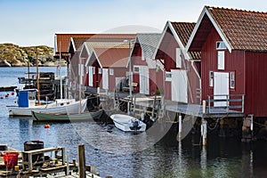 Wooden fishing huts Sweden, Scandinavia