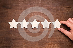 Wooden Five Stars Rating, Review and Score Symbol