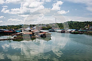 wooden floating houses at Sangkhlaburi