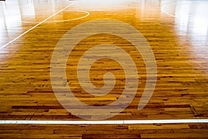 Wooden floor basketball court