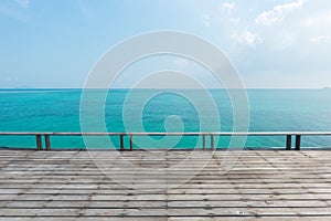 Wooden floor with beautiful ocean