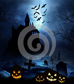 Wooden floor with Halloween background