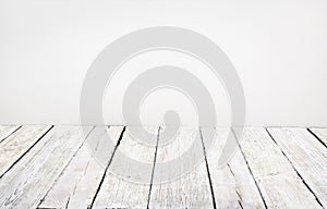 Wooden floor, old wood plank, white board room interior photo