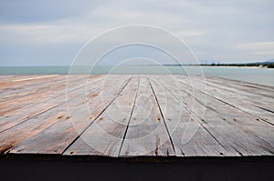 Wooden floor for product display montages photo
