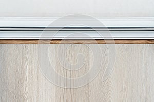 Wooden floor with sliding door frame