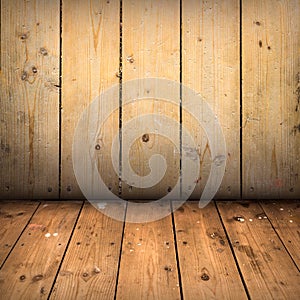 Wooden floor and wall photo